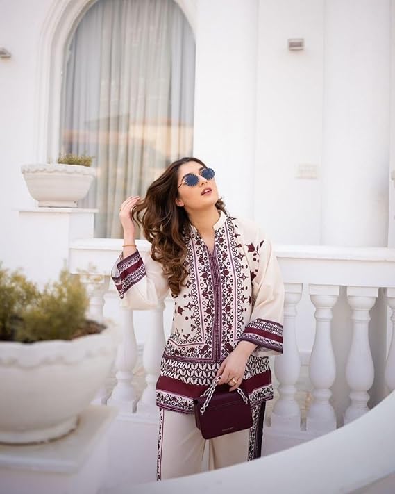 Modestouze Attires Cord Set for Women Cotton Stylish Poly Rayon - Turkish Co Ord Set for Women Stylish Mandarin Neck Floral Print Western Co Order Sets, Wear as Office Coat, Travel Coord, Cot